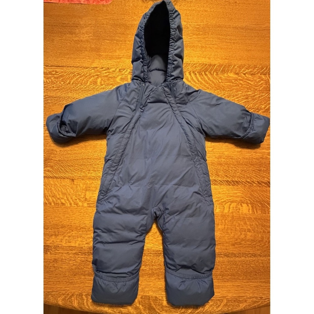 Infant  Lands End one‎ piece snowsuit goose down filling 12 -18 months blue